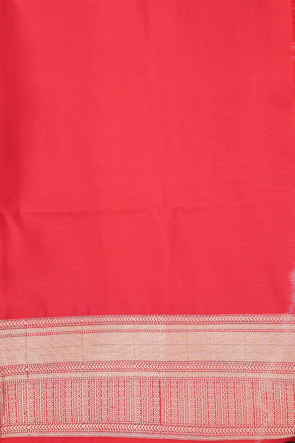 Soft Silk Saree In Chilli Red With Stripes Design
