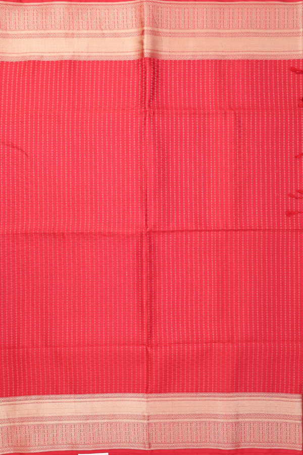 Soft Silk Saree In Chilli Red With Stripes Design