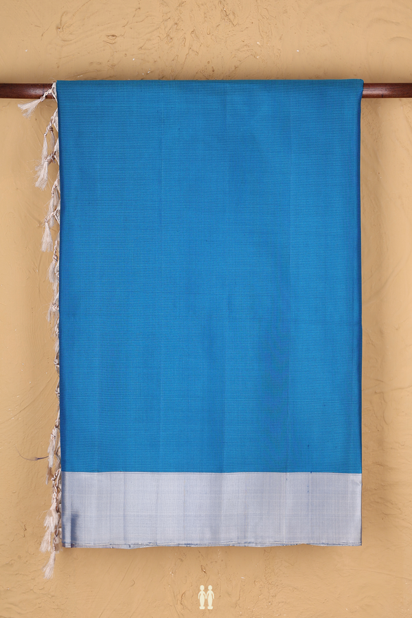 Soft Silk Saree In Cerulean Blue With Self Stripes Design