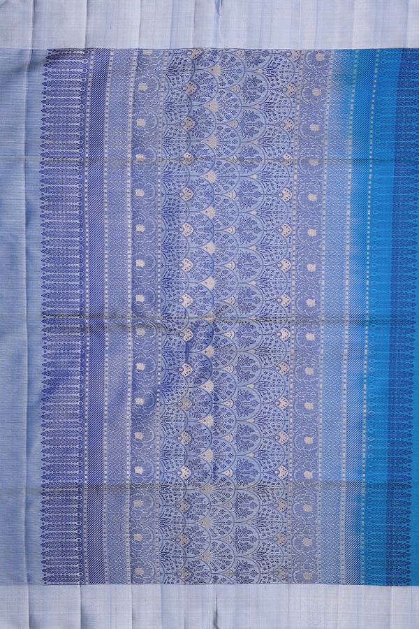 Soft Silk Saree In Cerulean Blue With Self Stripes Design