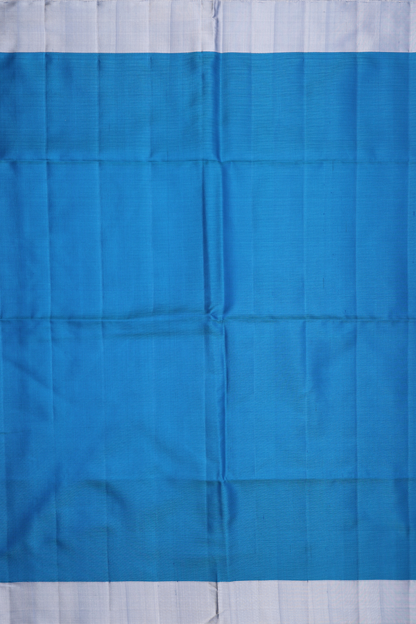 Soft Silk Saree In Cerulean Blue With Self Stripes Design