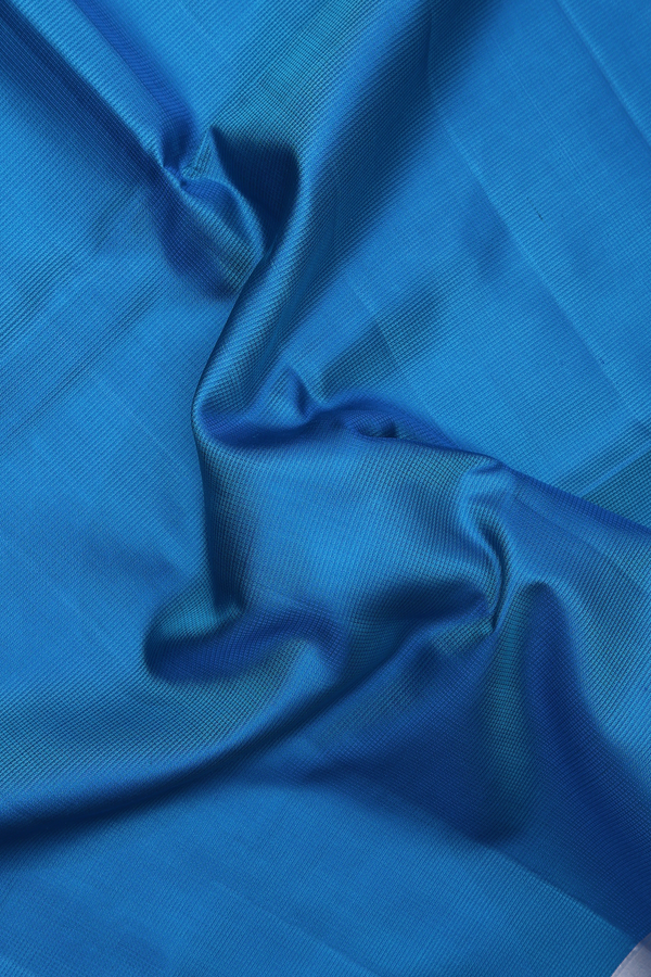 Soft Silk Saree In Cerulean Blue With Self Stripes Design