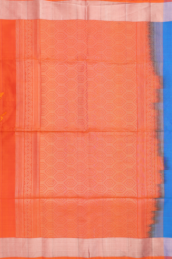 Soft Silk Saree In Cerulean Blue With Square Motifs
