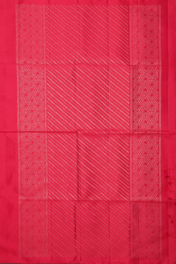 Soft Silk Saree In Chilli Red With Bird Zari Buttas