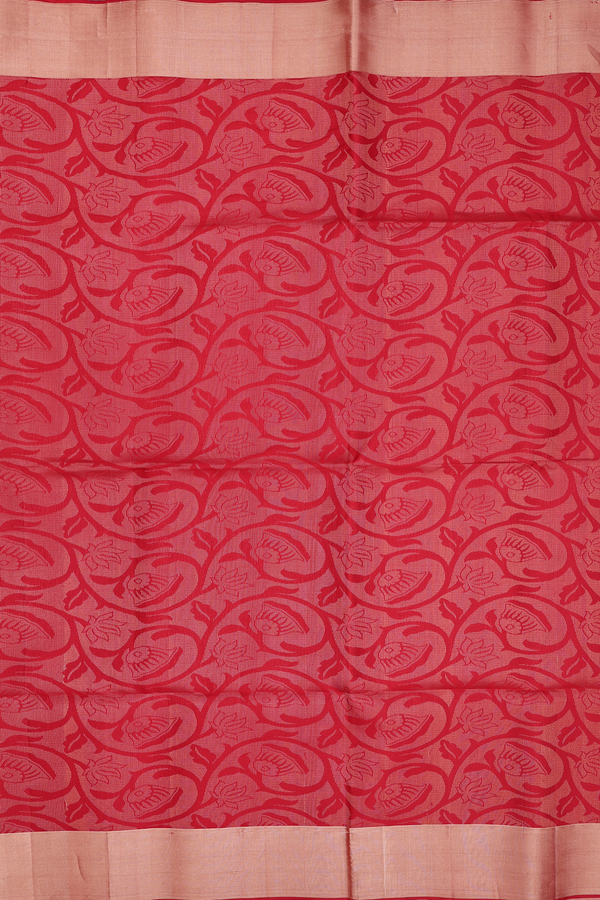 Soft Silk Saree In Chilli Red With Brocade Design