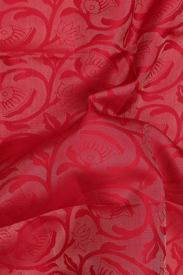 Soft Silk Saree In Chilli Red With Brocade Design