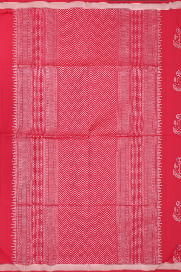 Soft Silk Saree In Chilli Red With Floral Motifs