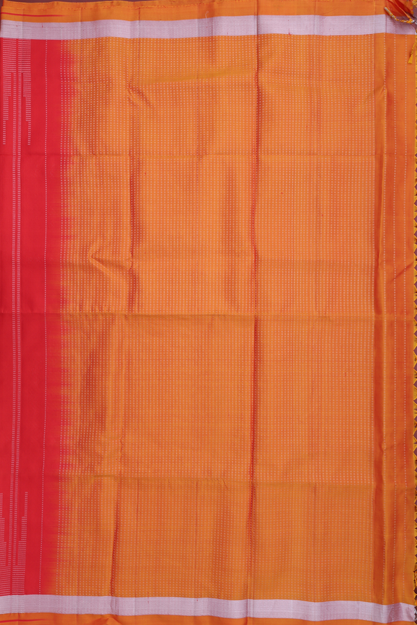 Soft Silk Saree In Chilli Red With Stripes Design