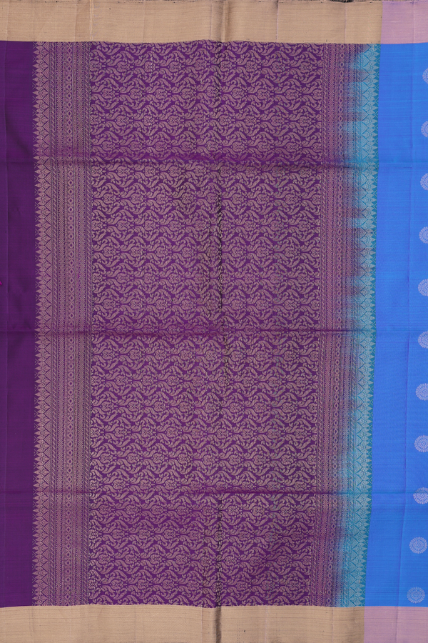 Soft Silk Saree In Cobalt Blue With Chakram Buttas