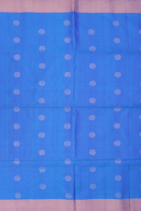Soft Silk Saree In Cobalt Blue With Chakram Buttas