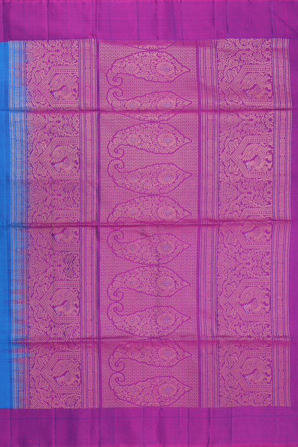 Soft Silk Saree In Cobalt Blue With Peacock Motifs