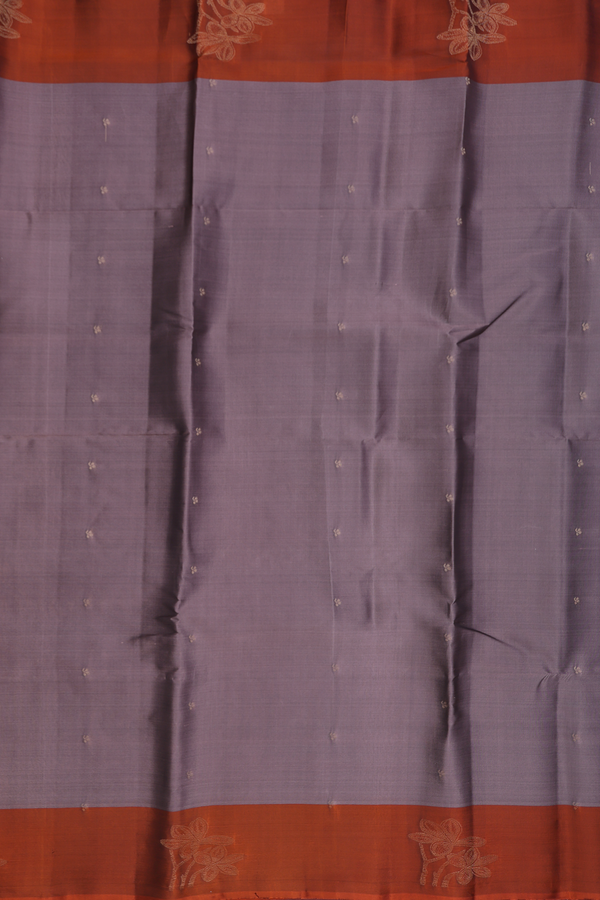 Soft Silk Saree In Cocoa Brown With Zari Buttis