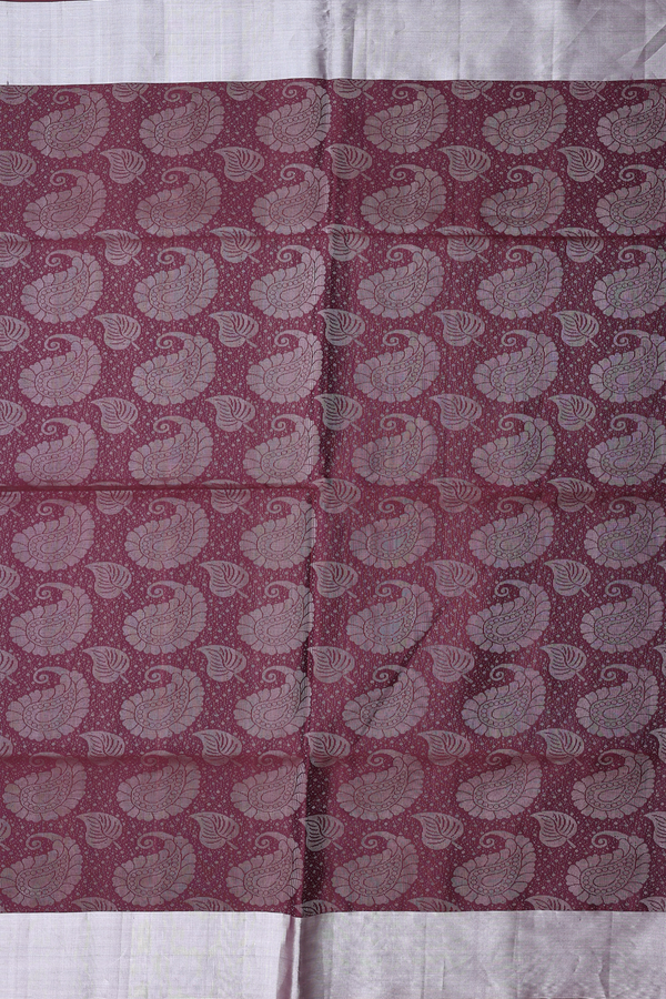 Soft Silk Saree In Coffee Brown With Paisley Design