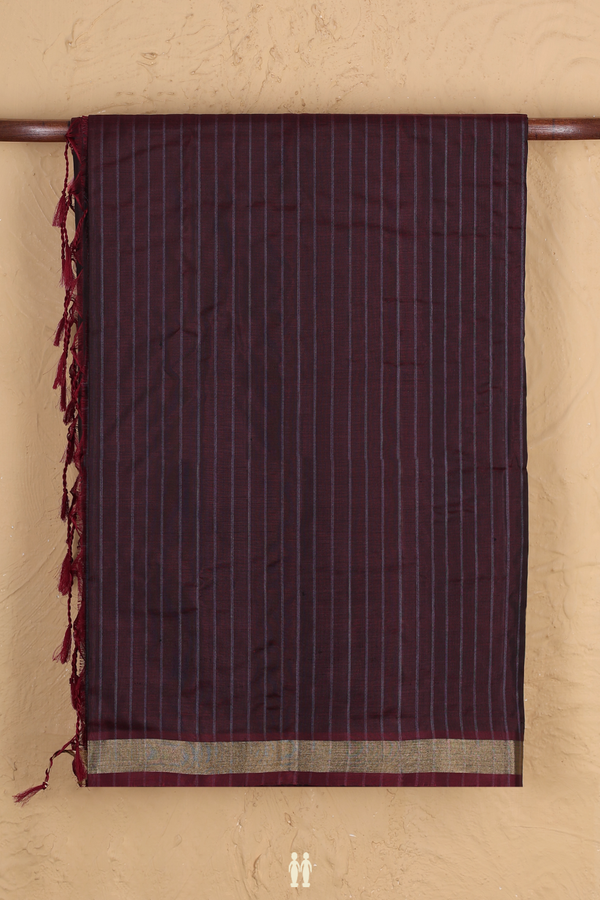 Soft Silk Saree In Coffee Brown With Stripes Design
