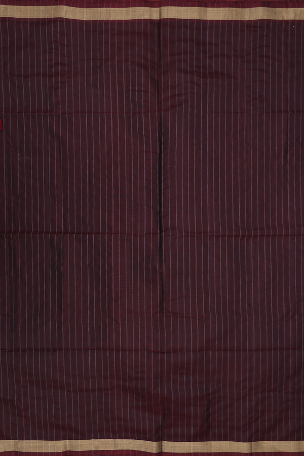 Soft Silk Saree In Coffee Brown With Stripes Design