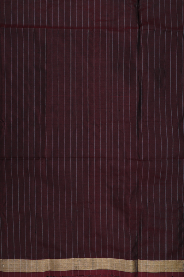 Soft Silk Saree In Coffee Brown With Stripes Design