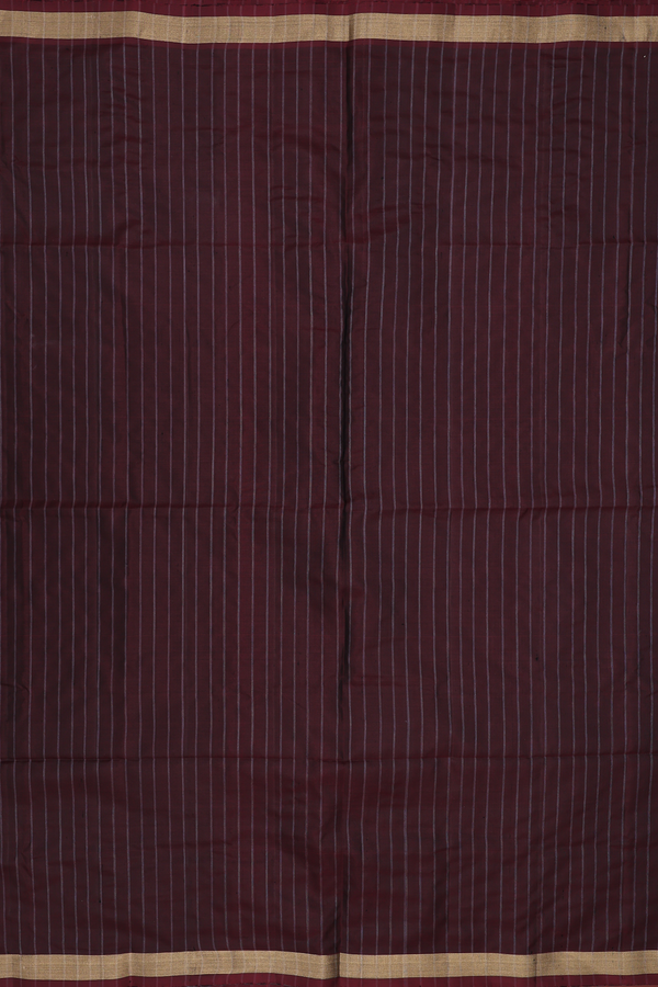 Soft Silk Saree In Coffee Brown With Stripes Design