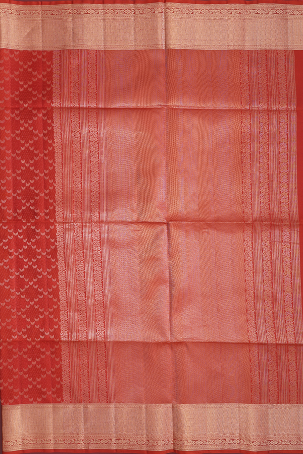 Soft Silk Saree In Copper Orange With Diamond Design