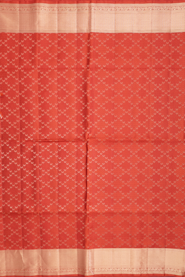 Soft Silk Saree In Copper Orange With Diamond Design