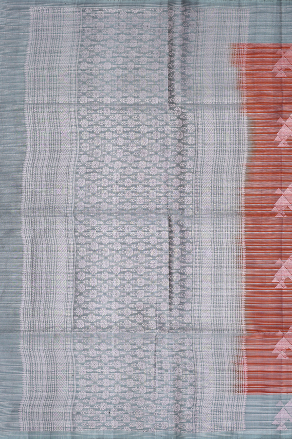 Soft Silk Saree In Copper Orange With Stripes Design