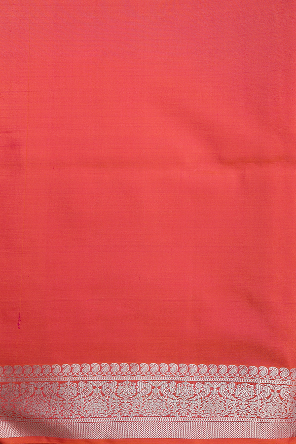 Soft Silk Saree In Coral Orange With Brocade Design