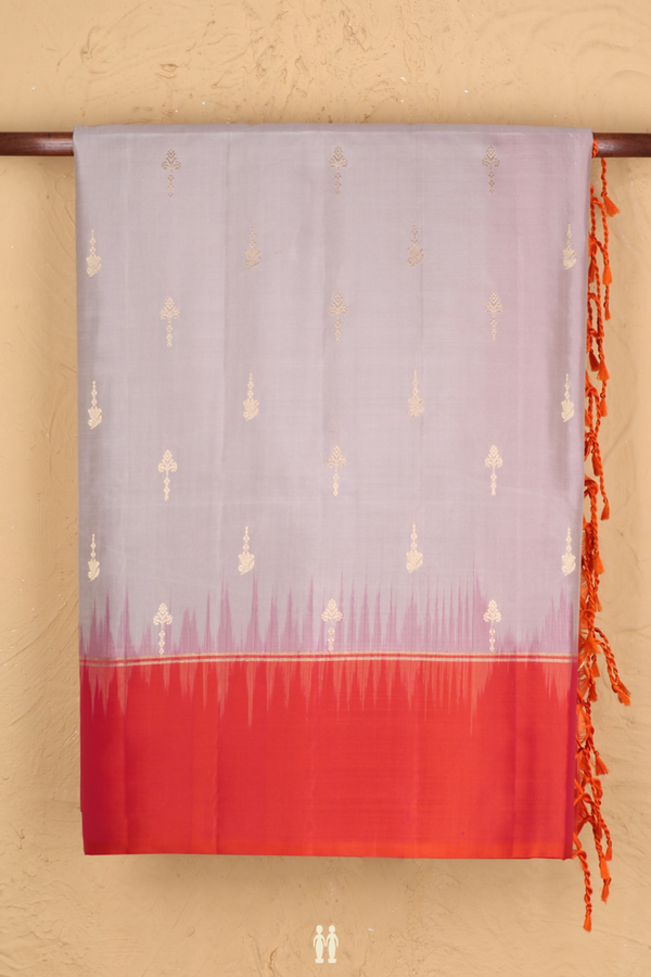 Soft Silk Saree In Cocoa Cream With Floral Buttas