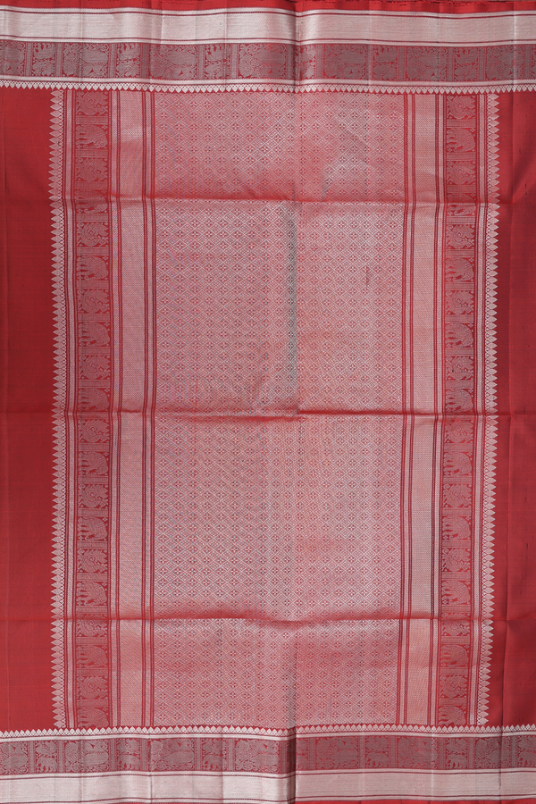Soft Silk Saree In Rust Red With Zari Buttas