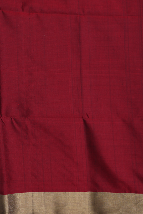 Soft Silk Saree In Crimson Red With Zari Buttas
