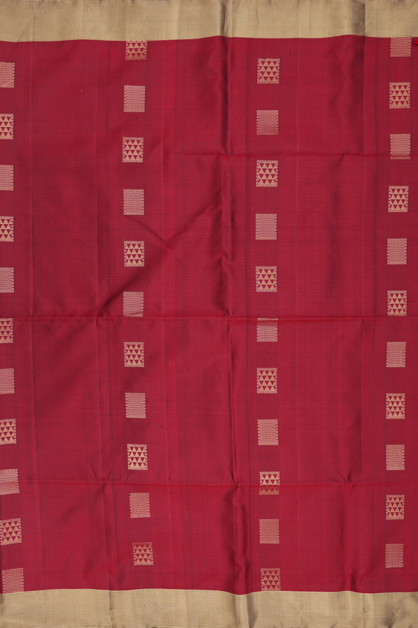 Soft Silk Saree In Crimson Red With Zari Buttas