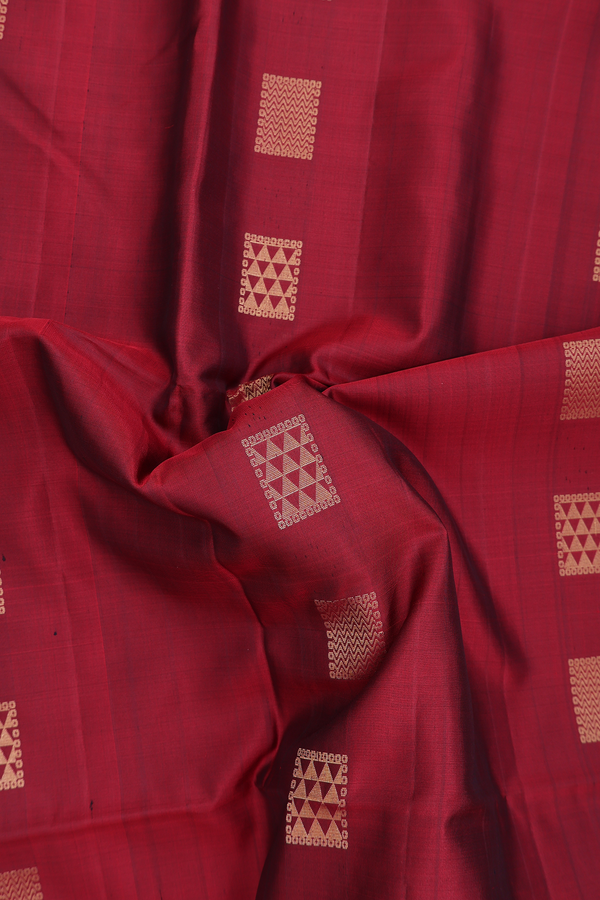 Soft Silk Saree In Crimson Red With Zari Buttas