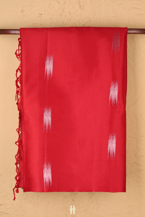 Soft Silk Saree In Crimson Red With Zari Motifs
