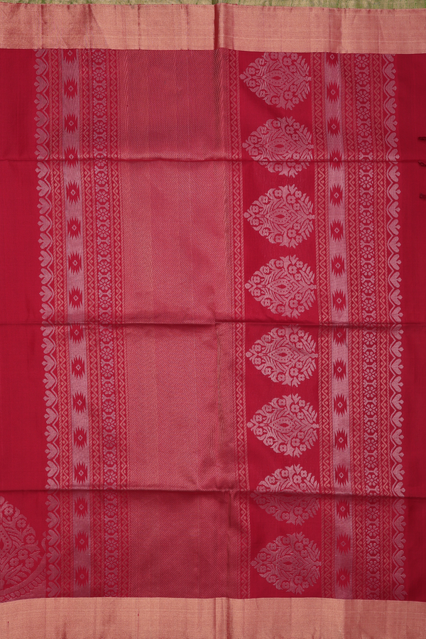 Soft Silk Saree In Crimson Red Zari Buttis