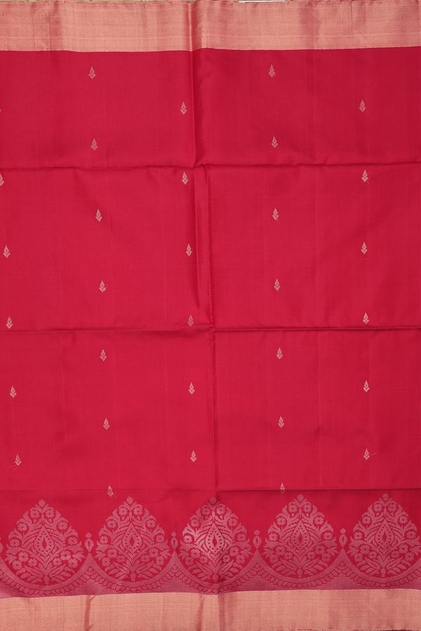 Soft Silk Saree In Crimson Red Zari Buttis