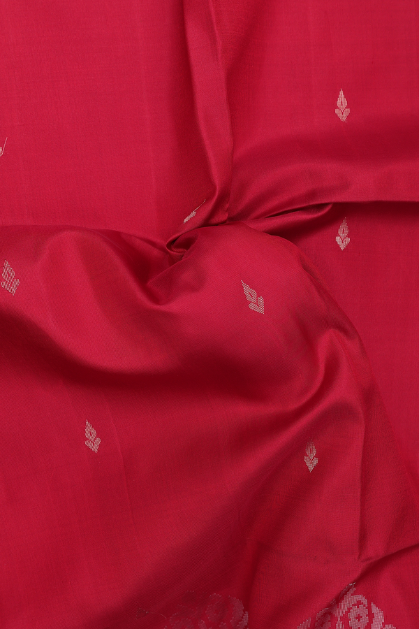 Soft Silk Saree In Crimson Red Zari Buttis