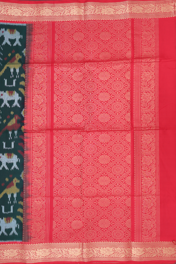 Soft Silk Saree In Dark Green With Allover Design