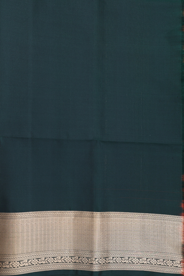Soft Silk Saree In Dark Green With Diamond Design