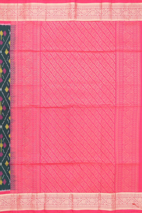 Soft Silk Saree In Dark Green With Printed Design