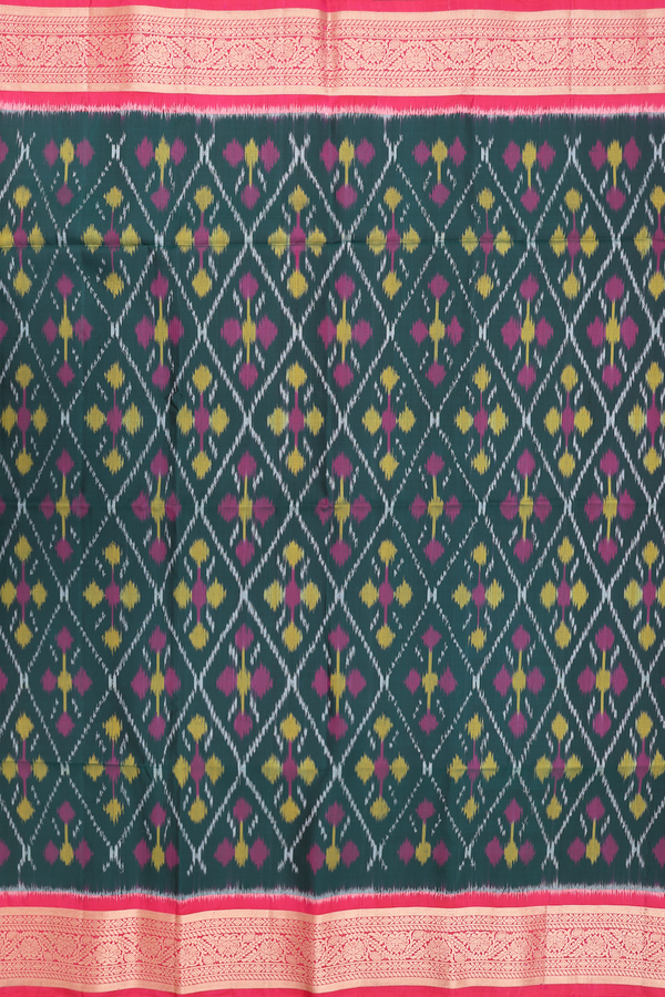 Soft Silk Saree In Dark Green With Printed Design