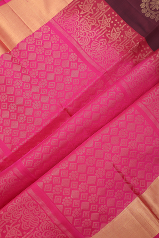 Soft Silk Saree In Dark Maroon With Zari Motifs