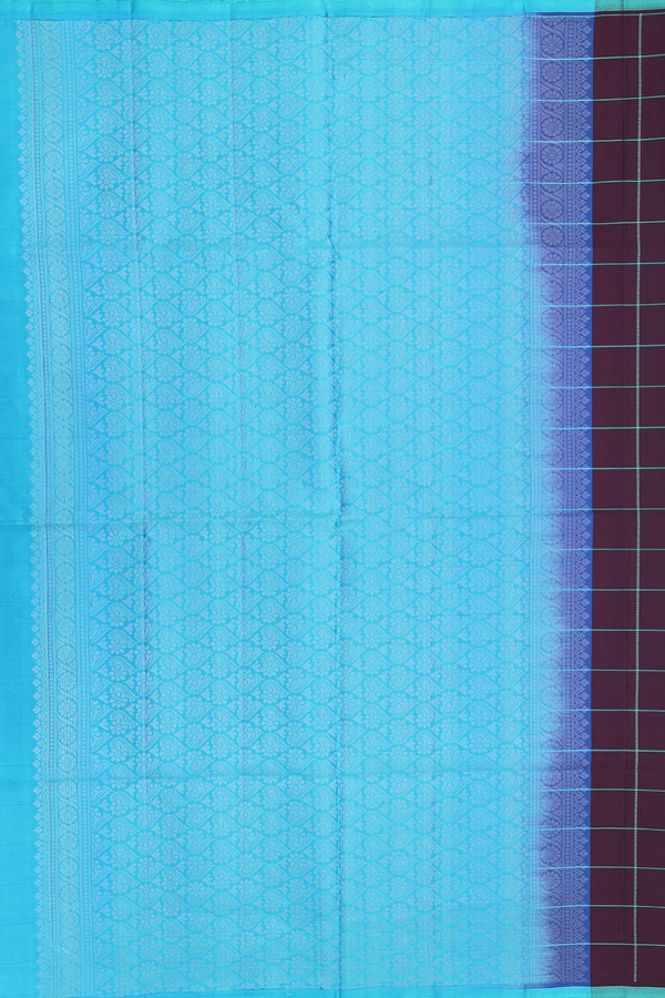 Soft Silk Saree In Dark Oak Brown With Checks Design