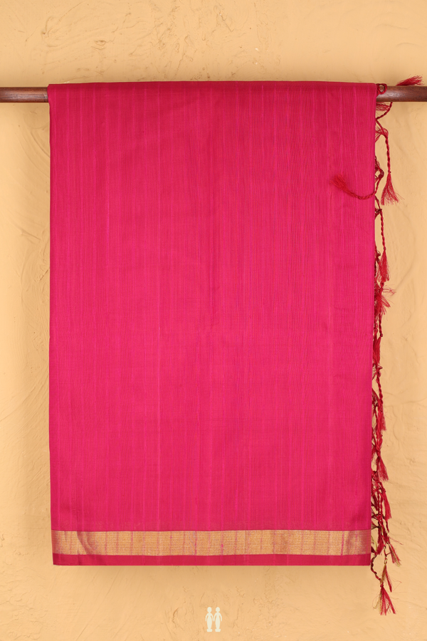 Soft Silk Saree In Deep Magenta With Stripes Design