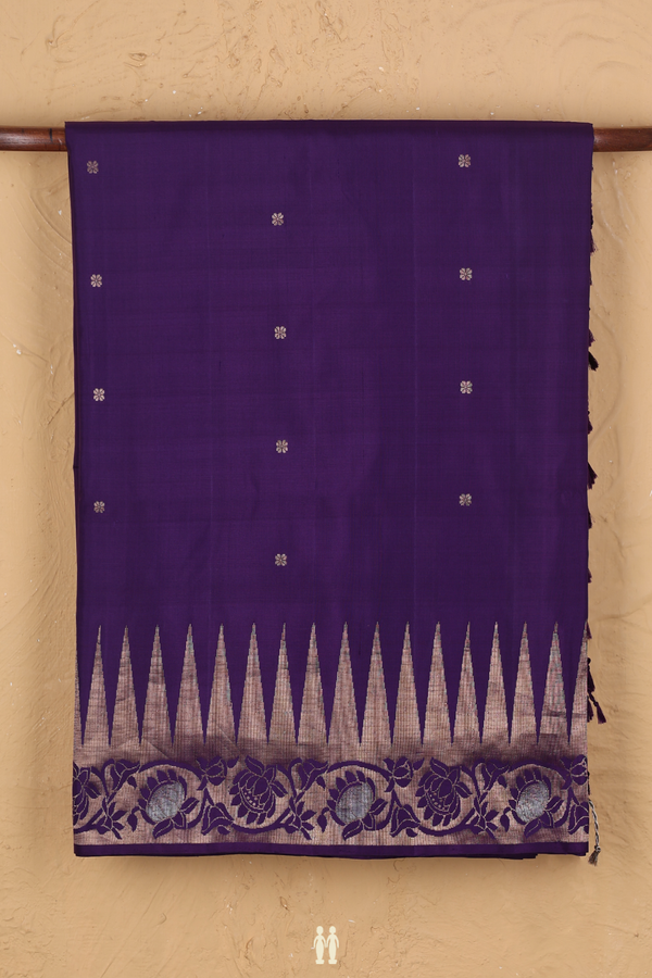 Soft Silk Saree In Deep Purple With Floral Design