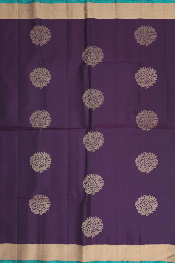 Soft Silk Saree In Deep Purple With Floral Motifs