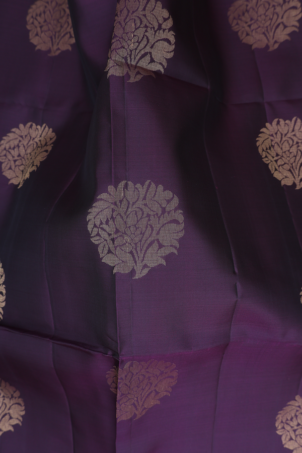 Soft Silk Saree In Deep Purple With Floral Motifs