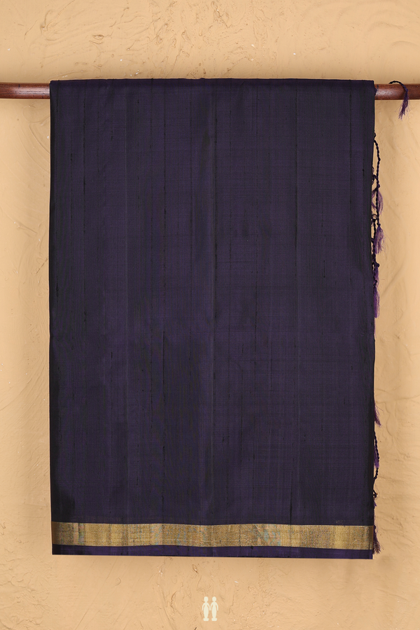 Soft Silk Saree In Deep Purple With Self Stripes Design