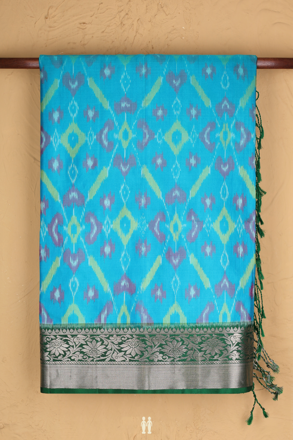 Soft Silk Saree In Deep Sky Blue With Allover Design