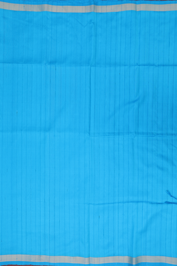 Soft Silk Saree In Deep Sky Blue With Stripes Design