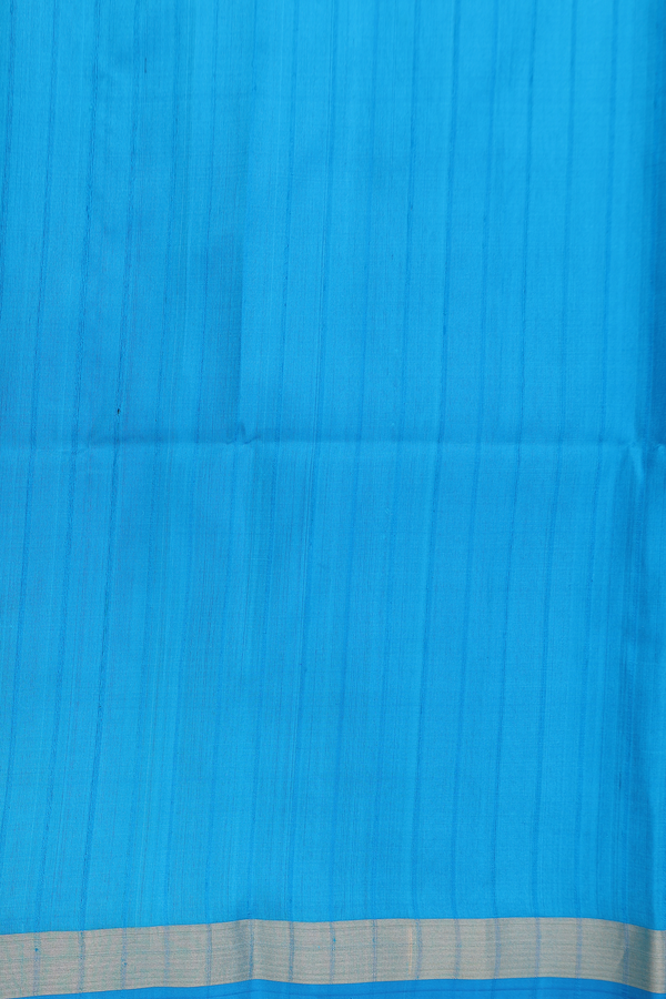 Soft Silk Saree In Deep Sky Blue With Stripes Design