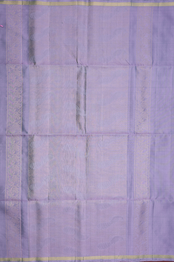 Soft Silk Saree In Dual Tone With Peacock Motifs