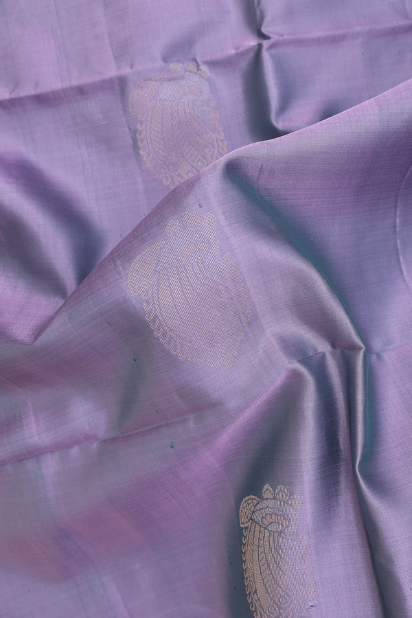 Soft Silk Saree In Dual Tone With Peacock Motifs